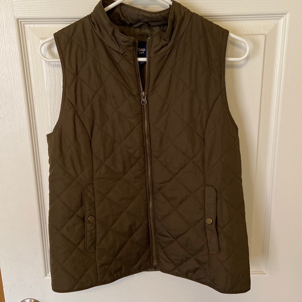 Gap vest quilted green brown size small s